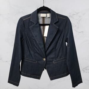 Chico's NWT Refined Denim Blazer Long Sleeve Jacket Size 0 (SM/0)